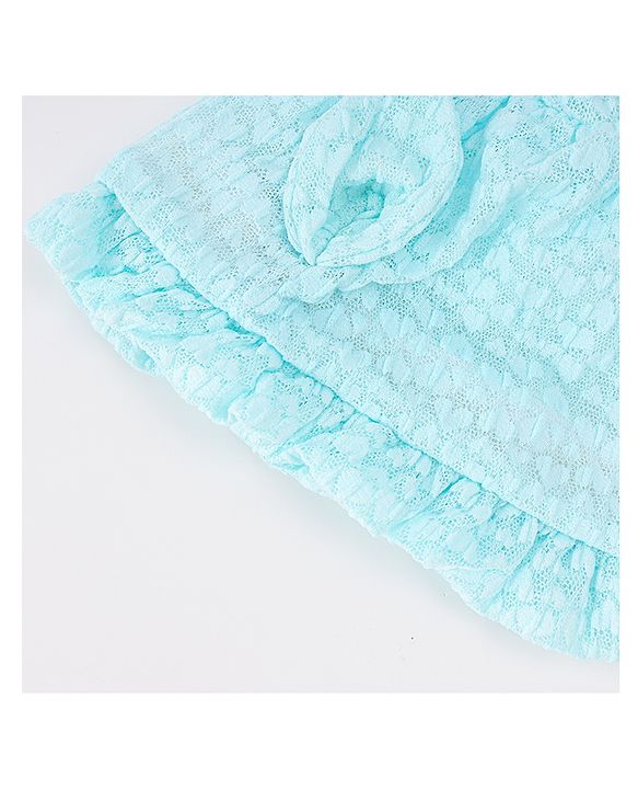 Babyhug Chiffon Bucket Hat with Knot & Ears Applique - Light Blue