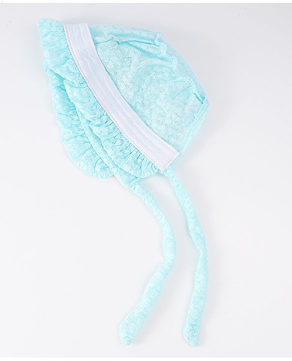 Babyhug Chiffon Bucket Hat with Knot & Ears Applique - Light Blue