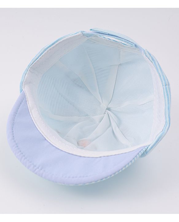 Babyhug Cotton Baseball Cap with Bear Applique - Light Blue