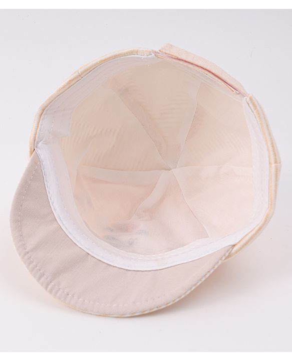 Babyhug Cotton Baseball Cap with Bear Applique - Beige