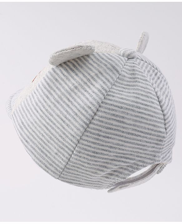 Babyhug Cotton Baseball Cap with Bear Applique - Light Blue