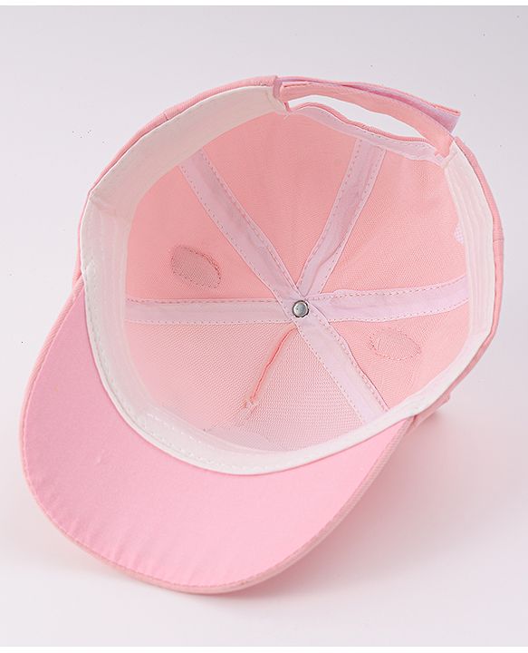 Babyhug Free Size Baseball Cap With Ear Applique & Bear Patch  - Pink