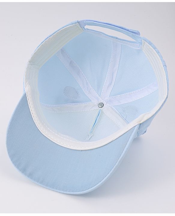 Babyhug Free Size Baseball Cap With Ear Applique & Bear Patch  - Blue