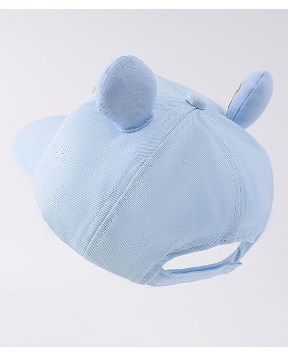 Babyhug Free Size Baseball Cap With Ear Applique & Bear Patch  - Blue
