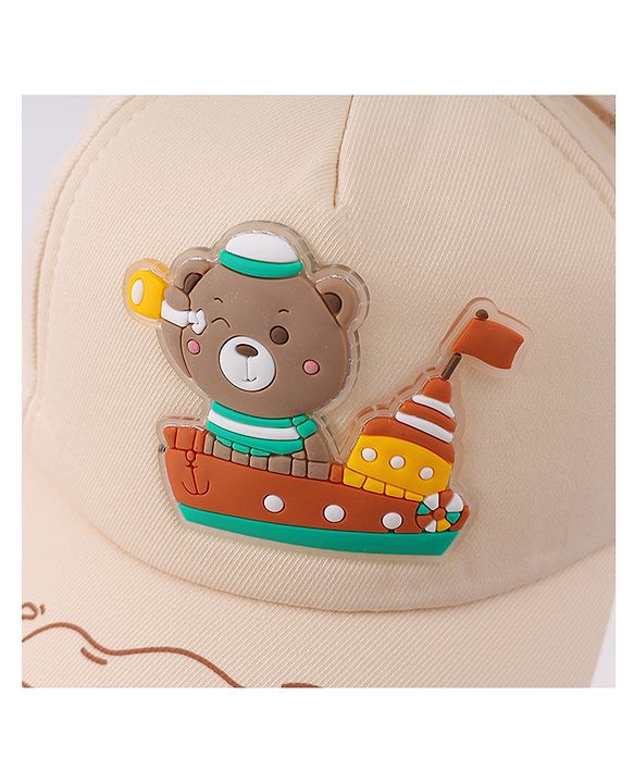 Babyhug Free Size Baseball Cap With Ear Applique & Bear Patch  - Pink