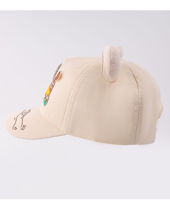 Babyhug Free Size Baseball Cap With Ear Applique & Bear Patch  - Pink