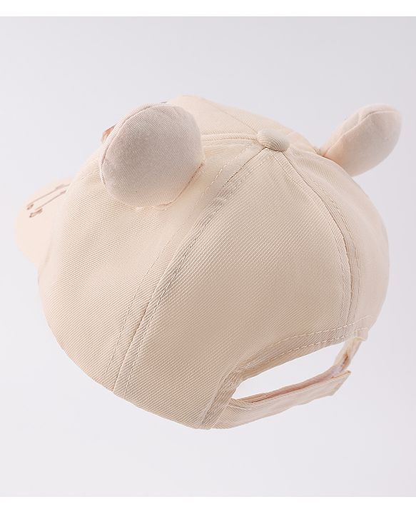 Babyhug Free Size Baseball Cap With Ear Applique & Bear Patch  - Pink