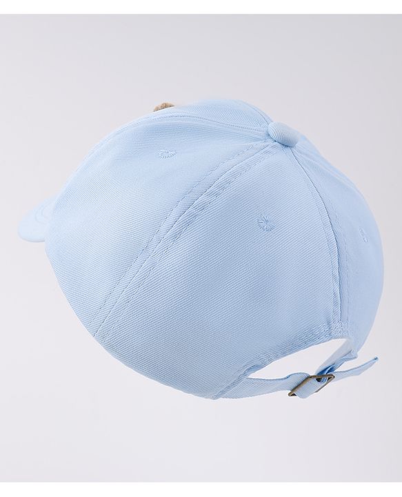 Babyhug Free Size Baseball Cap With Bear Patch - Light Blue ( Circumference - 48 cm)