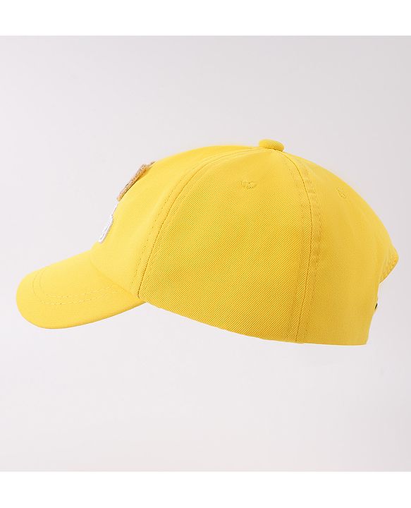 Babyhug Free Size Baseball Cap With Bear Patch - Yellow ( Circumference - 48 cm)