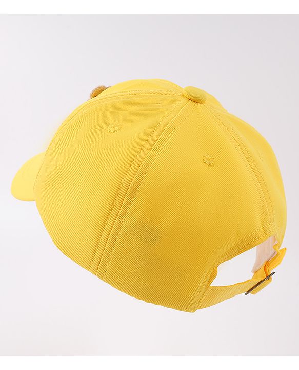 Babyhug Free Size Baseball Cap With Bear Patch - Yellow ( Circumference - 48 cm)