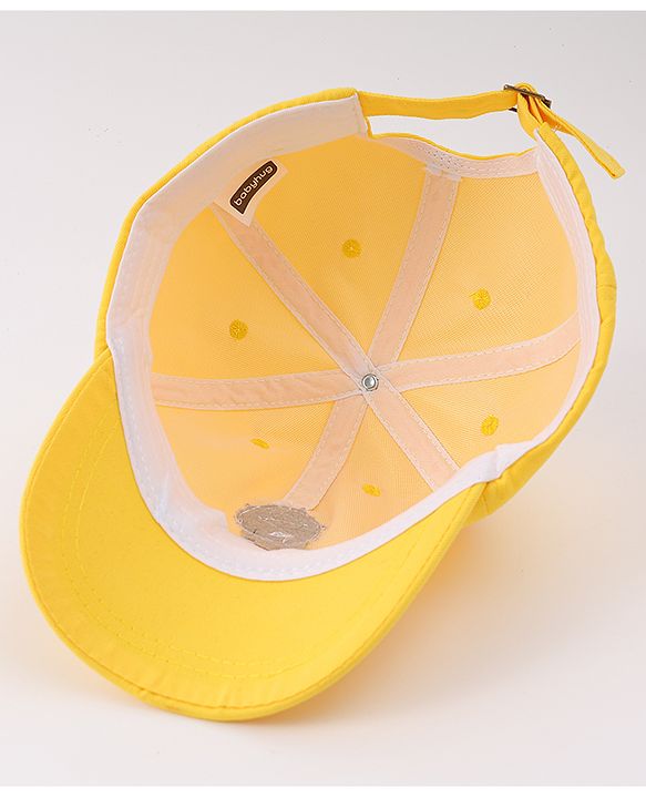Babyhug Free Size Baseball Cap With Bear Patch - Yellow ( Circumference - 48 cm)