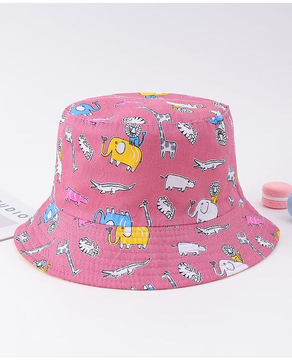 Babyhug Free Size Bucket Hat with Animal Print - Pink