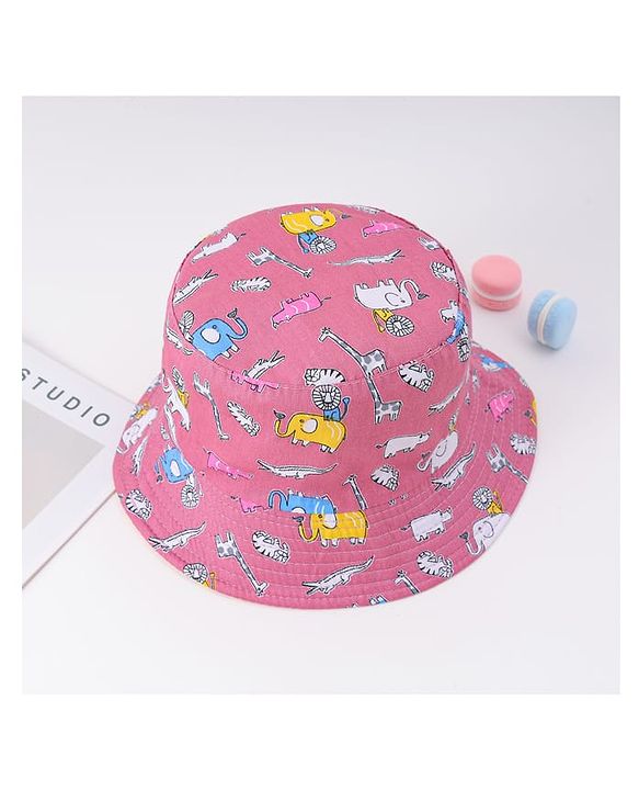 Babyhug Free Size Bucket Hat with Animal Print - Pink