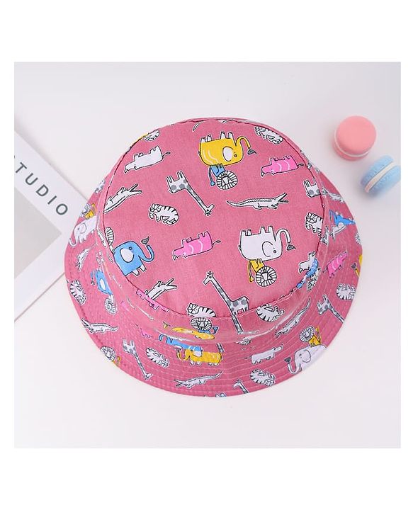 Babyhug Free Size Bucket Hat with Animal Print - Pink