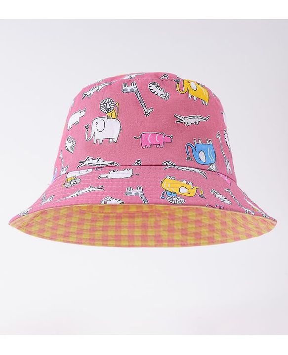 Babyhug Free Size Bucket Hat with Animal Print - Pink