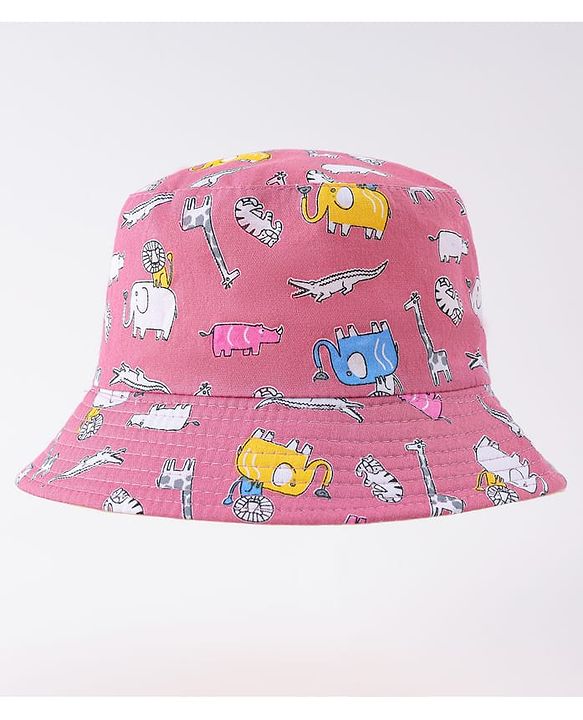 Babyhug Free Size Bucket Hat with Animal Print - Pink