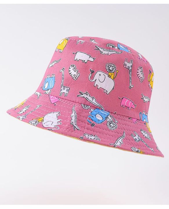 Babyhug Free Size Bucket Hat with Animal Print - Pink
