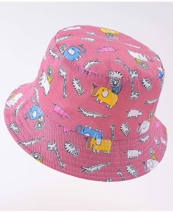 Babyhug Free Size Bucket Hat with Animal Print - Pink