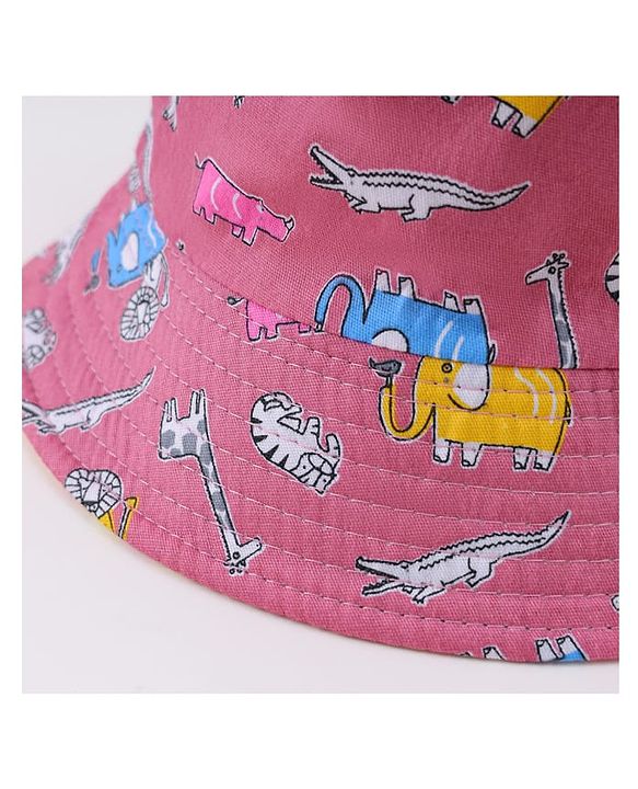 Babyhug Free Size Bucket Hat with Animal Print - Pink