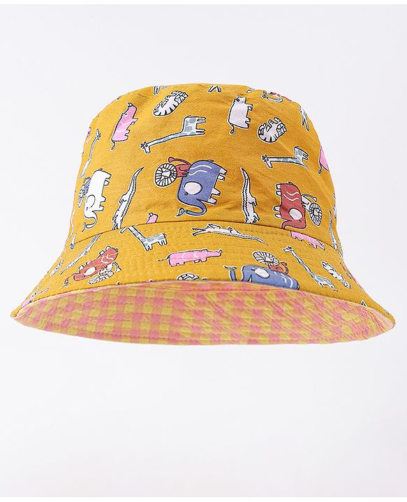 Babyhug Free Size Bucket Hat with Animal Print - Pink
