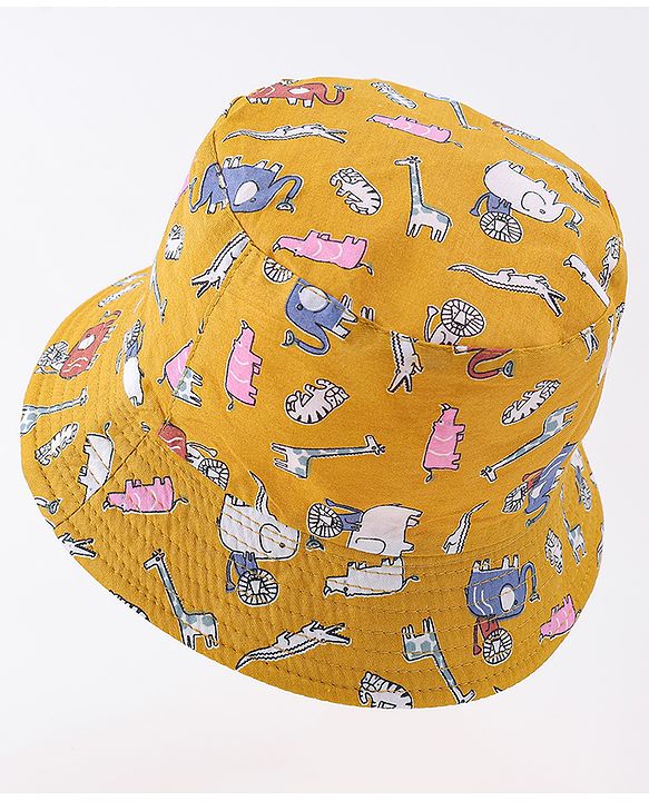 Babyhug Free Size Bucket Hat with Animal Print - Pink