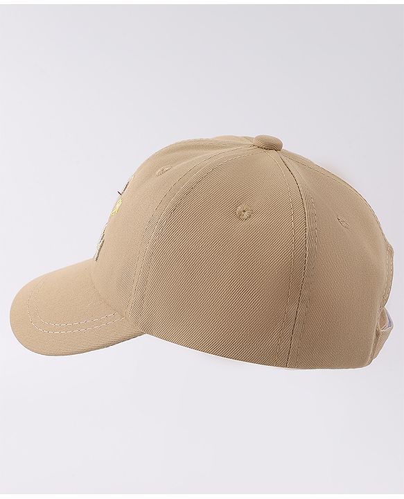 Babyhug Free Size Baseball Cap With Bear Embroidery - Beige