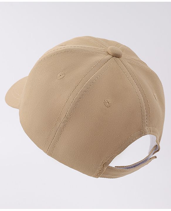 Babyhug Free Size Baseball Cap With Bear Embroidery - Beige