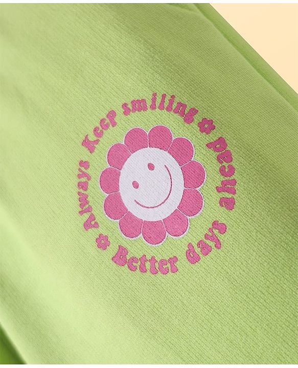 Pine Kids Knit Full Length Cut & Sew Lounge Pant with Smiley Print - Neon Pink & Green