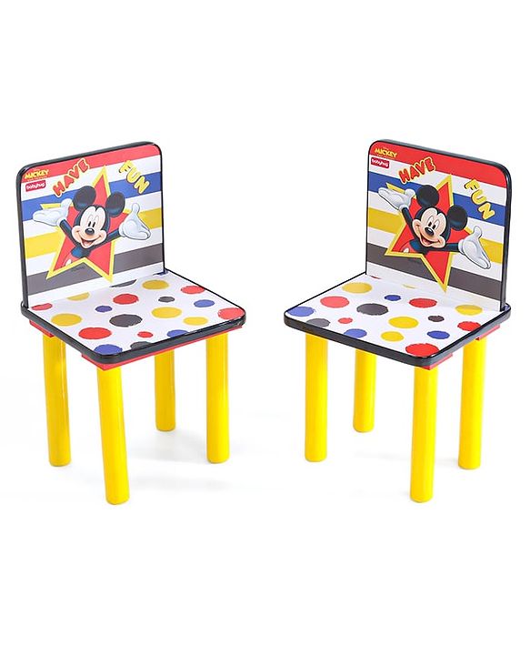 Babyhug Disney Mickey  Multipurpose Study Table with 2 Chairs - Yellow