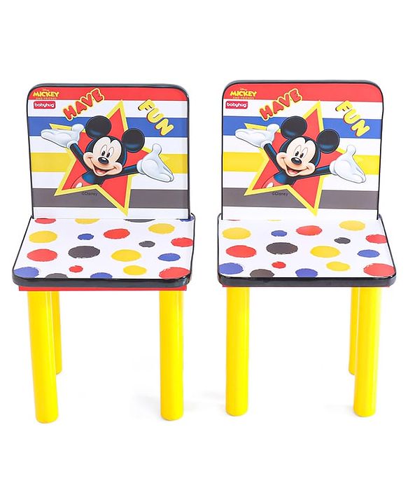 Babyhug Disney Mickey  Multipurpose Study Table with 2 Chairs - Yellow
