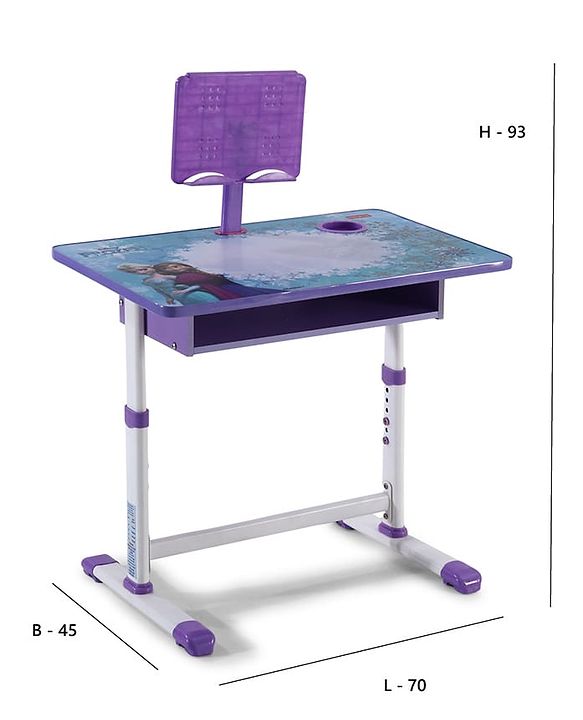 Babyhug Disney Frozen Height Adjustable Study Table & Chair Set with Storage for Kids - Purple| Ergonomic Study Desk for 3-15 Years Kids| Reading Stand, Cup Holder & Anti-Slip Base