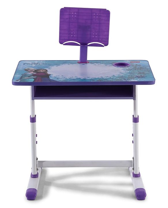 Babyhug Disney Frozen Height Adjustable Study Table & Chair Set with Storage for Kids - Purple| Ergonomic Study Desk for 3-15 Years Kids| Reading Stand, Cup Holder & Anti-Slip Base