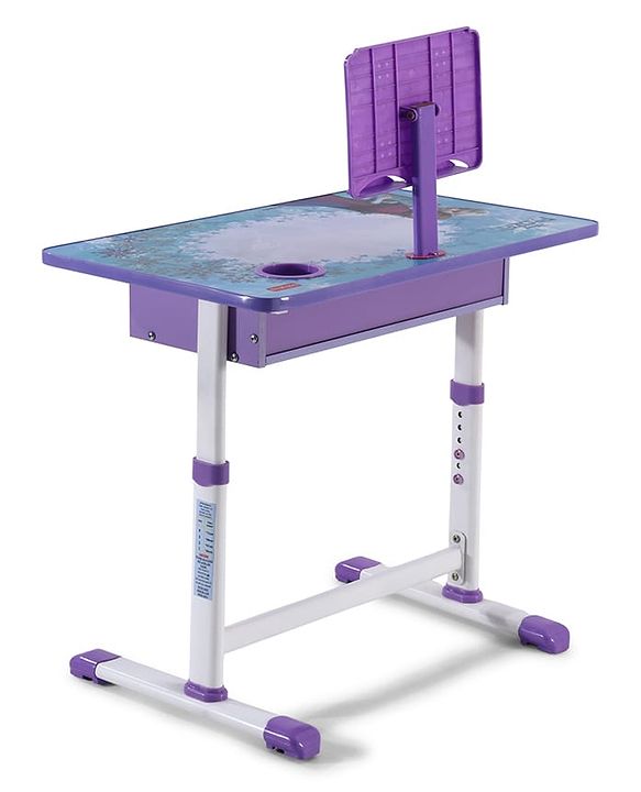 Babyhug Disney Frozen Height Adjustable Study Table & Chair Set with Storage for Kids - Purple| Ergonomic Study Desk for 3-15 Years Kids| Reading Stand, Cup Holder & Anti-Slip Base