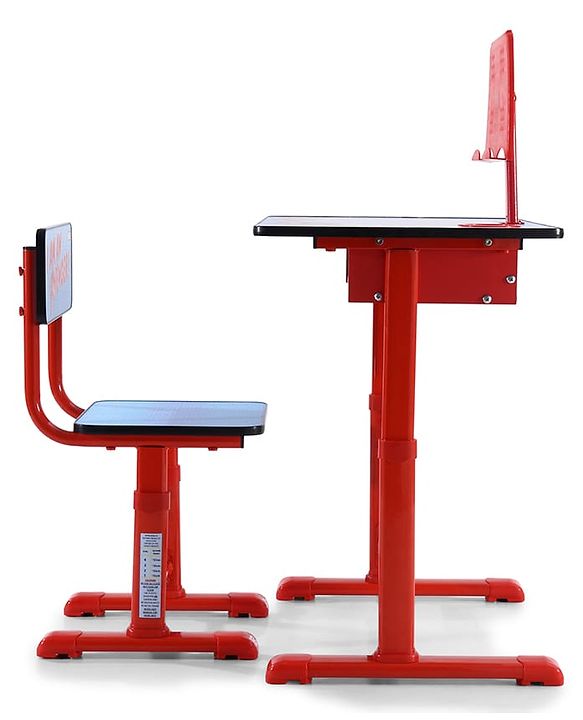 Babyhug Marvel Avenger Height Adjustable Study Table & Chair Set with Storage for Kids - Red| Ergonomic Study Desk for 3 -15 Years Kids| Reading Stand, Cup Holder & Anti-Slip Base