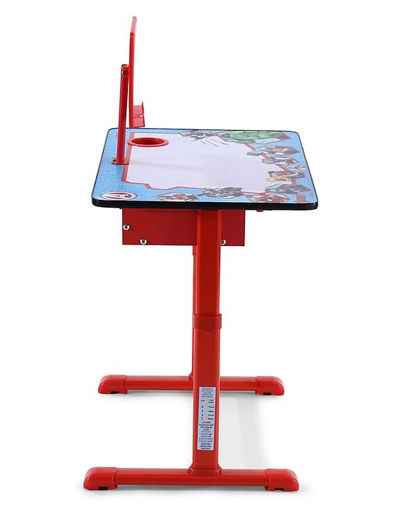 Babyhug Marvel Avenger Height Adjustable Study Table & Chair Set with Storage for Kids - Red| Ergonomic Study Desk for 3 -15 Years Kids| Reading Stand, Cup Holder & Anti-Slip Base