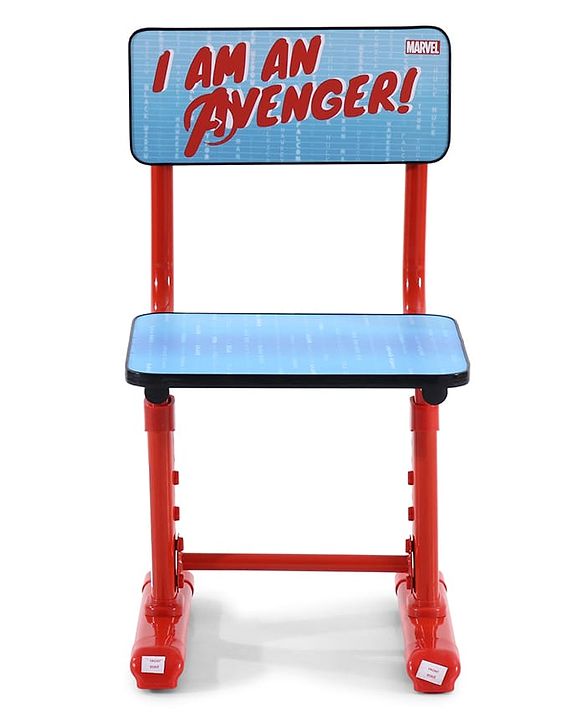 Babyhug Marvel Avenger Height Adjustable Study Table & Chair Set with Storage for Kids - Red| Ergonomic Study Desk for 3 -15 Years Kids| Reading Stand, Cup Holder & Anti-Slip Base