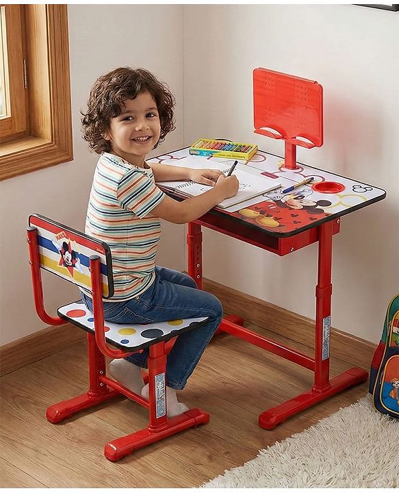 Babyhug Disney Frozen Height Adjustable Study Table & Chair Set with Storage for Kids - Purple| Ergonomic Study Desk for 3-15 Years Kids| Reading Stand, Cup Holder & Anti-Slip Base
