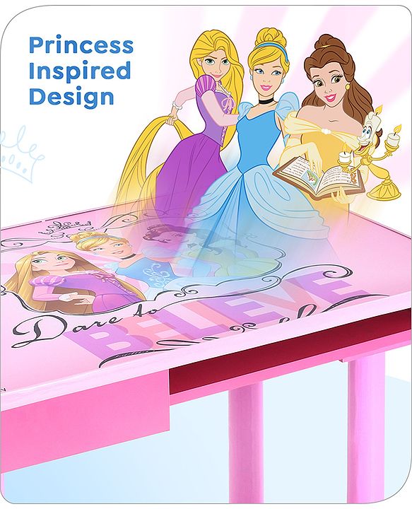 Babyhug Princess Multipurpose Study Table with 1 Chair  Pink| Art & Craft Table| Dining Table| Easy to Assemble| Sturdy Construct| Storage Draw| Chair with Backrest