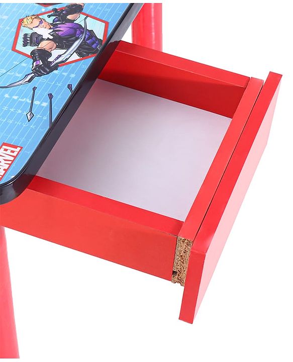 Babyhug Marvel Avengers Multipurpose Study Table with 1 Chair - Red| Art & Craft Table| Dining Table| Easy to Assemble| Sturdy Construct| Storage Draw| Chair with Backrest