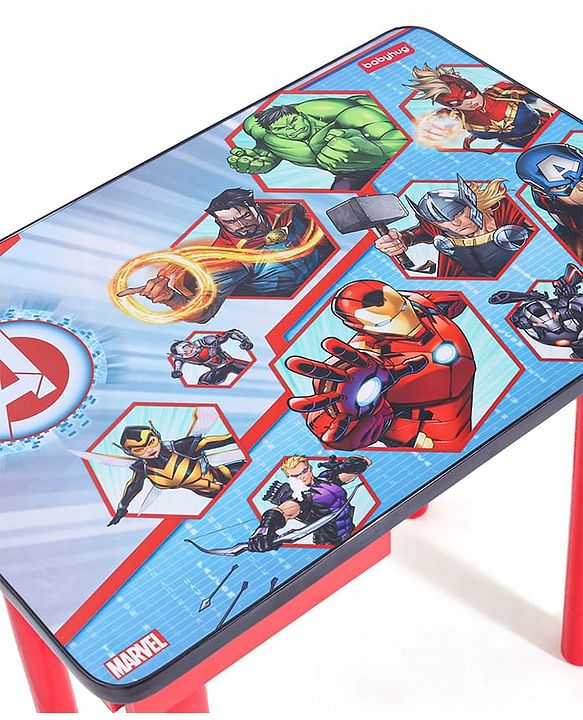 Babyhug Marvel Avengers Multipurpose Study Table with 1 Chair - Red| Art & Craft Table| Dining Table| Easy to Assemble| Sturdy Construct| Storage Draw| Chair with Backrest