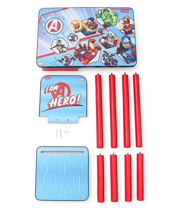 Babyhug Marvel Avengers Multipurpose Study Table with 1 Chair - Red| Art & Craft Table| Dining Table| Easy to Assemble| Sturdy Construct| Storage Draw| Chair with Backrest