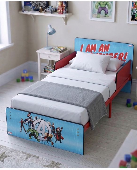 Babyhug Marvel Avengers Kids Bed with Metal Legs & Sturdy Frame Durable & Safe Design Spacious Sleeping Area Easy to Assemble Ideal for Kids 3+ Years