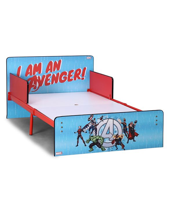 Babyhug Marvel Avengers Kids Bed with Metal Legs & Sturdy Frame Durable & Safe Design Spacious Sleeping Area Easy to Assemble Ideal for Kids 3+ Years