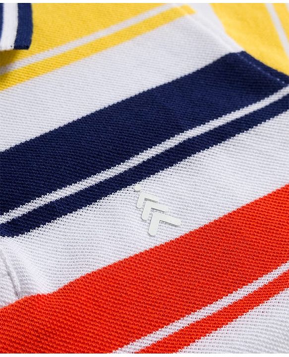Pine Kids Cotton Knit Half Sleeves Striped Polo T-Shirt - Multicolor