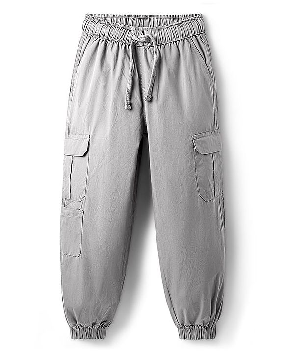 Pine Kids Cotton Elastane Woven Full Length Trouser With Cargo Pockets - Grey