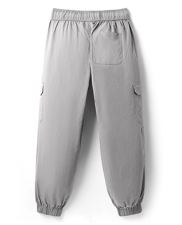 Pine Kids Cotton Elastane Woven Full Length Trouser With Cargo Pockets - Grey