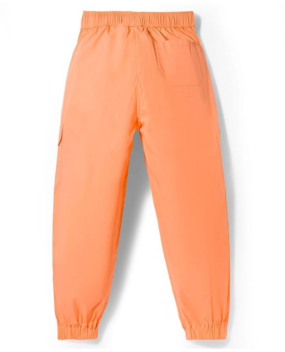 Pine Kids Cotton Elastane Knit Full Length Trouser With Cargo Pockets - Orange