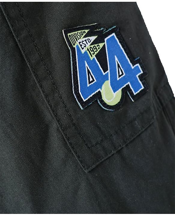 Pine Kids Cotton Elastane Woven Full Length Trouser with Cargo Pocket & Patch Detailing - Black