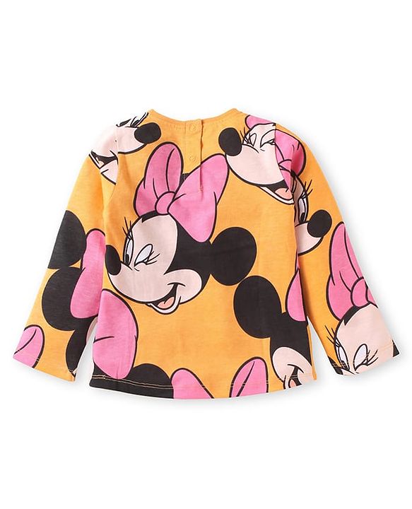 Babyhug Disney Single Jersey Knit Full Sleeves Night Suit with Minnie Mouse Graphics - Orange