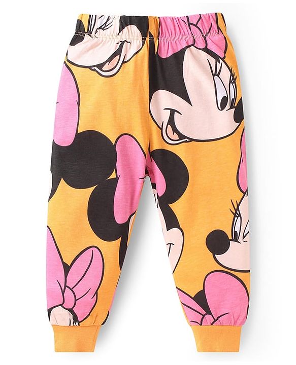 Babyhug Disney Single Jersey Knit Full Sleeves Night Suit with Minnie Mouse Graphics - Orange